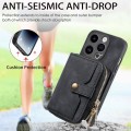 For iPhone 15 Pro Max Crossbody Multi-function Zipper Wallet Phone Case(Black)