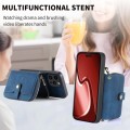 For iPhone 15 Pro Max Crossbody Multi-function Zipper Wallet Phone Case(Blue)