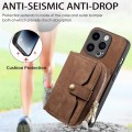 For iPhone 15 Pro Crossbody Multi-function Zipper Wallet Phone Case(Brown)