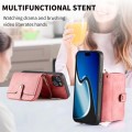 For iPhone 15 Plus Crossbody Multi-function Zipper Wallet Phone Case(Pink)