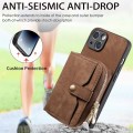 For iPhone 15 Plus Crossbody Multi-function Zipper Wallet Phone Case(Brown)