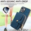 For iPhone 15 Plus Crossbody Multi-function Zipper Wallet Phone Case(Blue)