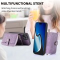 For iPhone 15 Plus Crossbody Multi-function Zipper Wallet Phone Case(Purple)
