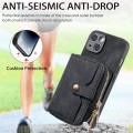 For iPhone 15 Crossbody Multi-function Zipper Wallet Phone Case(Black)