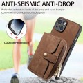 For iPhone 15 Crossbody Multi-function Zipper Wallet Phone Case(Brown)