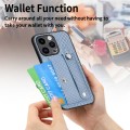 For iPhone 15 Pro Max Wristband Kickstand Card Wallet Back Phone Case with Tool Knife(Blue)