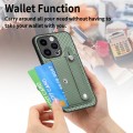 For iPhone 15 Pro Max Wristband Kickstand Card Wallet Back Phone Case with Tool Knife(Green)