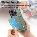 For iPhone 15 Wristband Kickstand Card Wallet Back Phone Case with Tool Knife(Green)