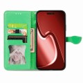 For iPhone 14 Pro Max Blooming Mandala Embossed Wings Buckle Leather Phone Case(Green)