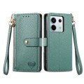 For Redmi Note 13 Pro 5G Love Zipper Lanyard Leather Phone Case(Green)