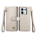 For Redmi Note 13 Pro 5G Love Zipper Lanyard Leather Phone Case(Gray)