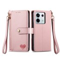 For Redmi Note 13 Pro 5G Love Zipper Lanyard Leather Phone Case(Pink)