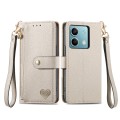 For Redmi Note 13 5G Love Zipper Lanyard Leather Phone Case(Gray)