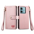For Redmi Note 13 5G Love Zipper Lanyard Leather Phone Case(Pink)