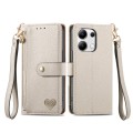 For Redmi Note 13 4G Love Zipper Lanyard Leather Phone Case(Gray)