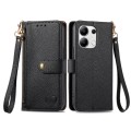 For Redmi Note 13 Pro 4G Love Zipper Lanyard Leather Phone Case(Black)