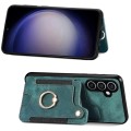 For Samsung Galaxy S23 FE 5G Retro Skin-feel Ring multi-card Wallet Phone Case(Green)
