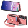 For Samsung Galaxy S24+ 5G Retro Skin-feel Ring Multi-card Wallet Phone Case(Pink)