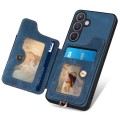 For Samsung Galaxy S24+ 5G Retro Skin-feel Ring Multi-card Wallet Phone Case(Blue)