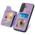 For Samsung Galaxy S24+ 5G Retro Skin-feel Ring Multi-card Wallet Phone Case(Purple)