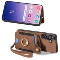 For Samsung Galaxy S24+ 5G Retro Skin-feel Ring Multi-card Wallet Phone Case(Brown)