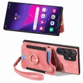 For Samsung Galaxy S24 Ultra 5G Retro Skin-feel Ring Multi-card Wallet Phone Case(Pink)