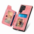 For Samsung Galaxy S24 Ultra 5G Retro Skin-feel Ring Multi-card Wallet Phone Case(Pink)