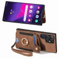 For Samsung Galaxy S24 Ultra 5G Retro Skin-feel Ring Multi-card Wallet Phone Case(Brown)