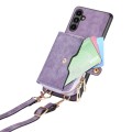 For Samsung Galaxy A24 4G Crossbody Multi-function Zipper Wallet Phone Case(Purple)