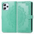 For Xiaomi Redmi 12 5G Mandala Flower Embossed Leather Phone Case(Green)