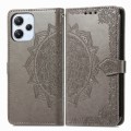 For Xiaomi Redmi 12 5G Mandala Flower Embossed Leather Phone Case(Grey)