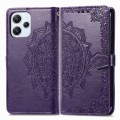 For Xiaomi Redmi 12 5G Mandala Flower Embossed Leather Phone Case(Purple)