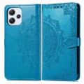 For Xiaomi Redmi 12 5G Mandala Flower Embossed Leather Phone Case(Blue)