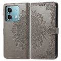 For Xiaomi Redmi  Note 13 5G Mandala Flower Embossed Leather Phone Case(Grey)