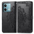 For Xiaomi Redmi  Note 13 5G Mandala Flower Embossed Leather Phone Case(Black)
