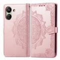 For Xiaomi Redmi 13C Mandala Flower Embossed Leather Phone Case(Rose Gold)