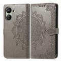 For Xiaomi Redmi 13C Mandala Flower Embossed Leather Phone Case(Grey)