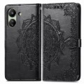 For Xiaomi Redmi 13C Mandala Flower Embossed Leather Phone Case(Black)