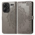 For Xiaomi Redmi Note 13 Pro+ Mandala Flower Embossed Leather Phone Case(Grey)