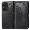 For Xiaomi Redmi Note 13 Pro+ Mandala Flower Embossed Leather Phone Case(Black)