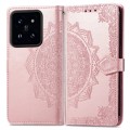 For Xiaomi 14 Mandala Flower Embossed Leather Phone Case(Rose Gold)