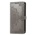 For Xiaomi Redmi K70 Pro Mandala Flower Embossed Leather Phone Case(Grey)