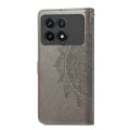 For Xiaomi Redmi K70 Pro Mandala Flower Embossed Leather Phone Case(Grey)