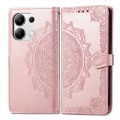 For Xiaomi Redmi Note 13 4G Mandala Flower Embossed Leather Phone Case(Rose Gold)