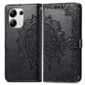 For Xiaomi Redmi Note 13 4G Mandala Flower Embossed Leather Phone Case(Black)