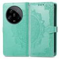 For Xiaomi 14 Ultra Mandala Flower Embossed Leather Phone Case(Green)