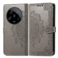 For Xiaomi 14 Ultra Mandala Flower Embossed Leather Phone Case(Grey)