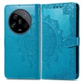For Xiaomi 14 Ultra Mandala Flower Embossed Leather Phone Case(Blue)