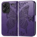For Xiaomi Redmi Note 13 Pro+ Butterfly Love Flower Embossed Leather Phone Case(Dark Purple)