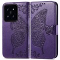 For Xiaomi 14 Butterfly Love Flower Embossed Leather Phone Case(Dark Purple)